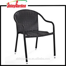 Wicker Stackable Arm Chair, Steel And Rattan Chair